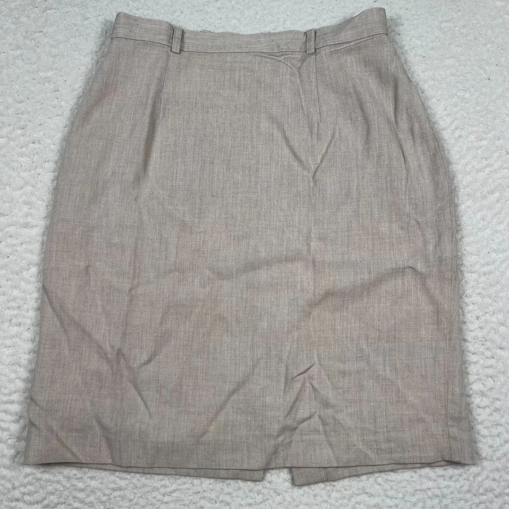 Tweeds Short Pencil Skirt Size 8 Khaki Tan Career Office Capsule Wool Blend